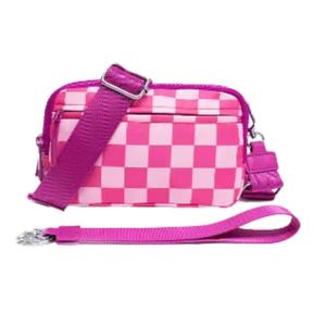 LGS 3 in 1 Wallet RFID protected - Nylon Wristlet & Crossbody Bag for Women, Fits Most Smartphones, Stylish & Versatile wallets purse Casual Lightweight Bag Checkered Pattern Bag