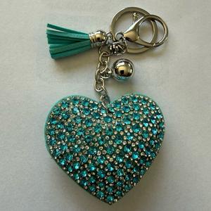 LGS Charms - Hearts - Rhinestone Keychain Fashion Accessory with Tassel