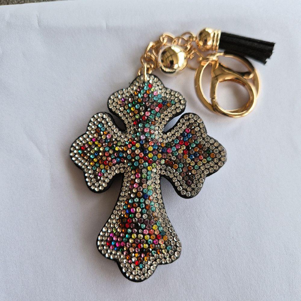 LGS Charms - Crosses/Angel Wings - Rhinestone Keychain Fashion Accessory with Tassel