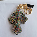 LGS Charms - Crosses/Angel Wings - Rhinestone Keychain Fashion Accessory with Tassel