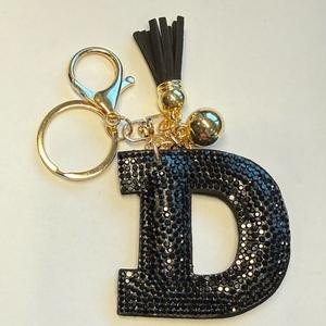 LGS Charms - Stars & Initials - Rhinestone Keychain Fashion Accessory with Tassel