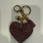 LGS Charms - Hearts - Rhinestone Keychain Fashion Accessory with Tassel