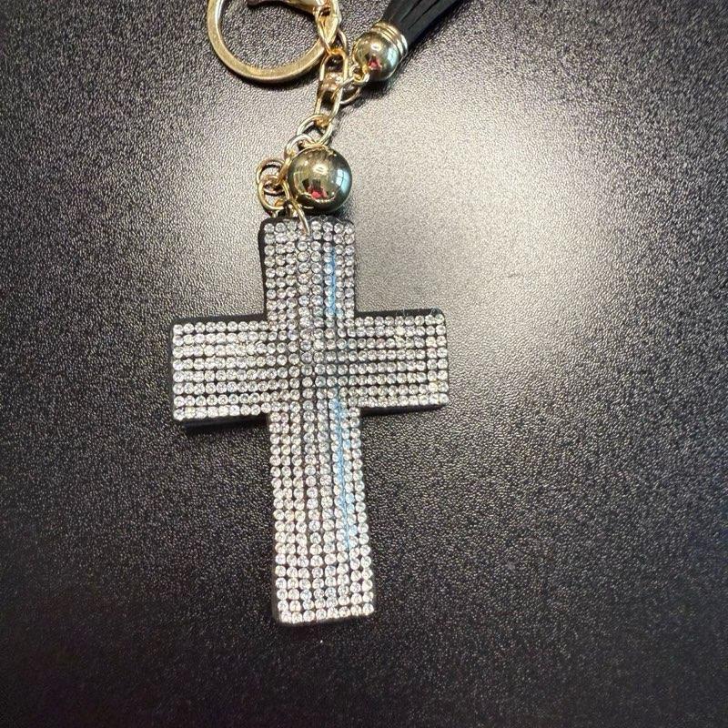 LGS Charms - Crosses/Angel Wings - Rhinestone Keychain Fashion Accessory with Tassel