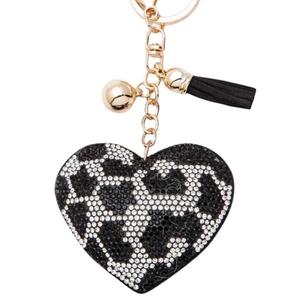 LGS Charms - Hearts - Rhinestone Keychain Fashion Accessory with Tassel