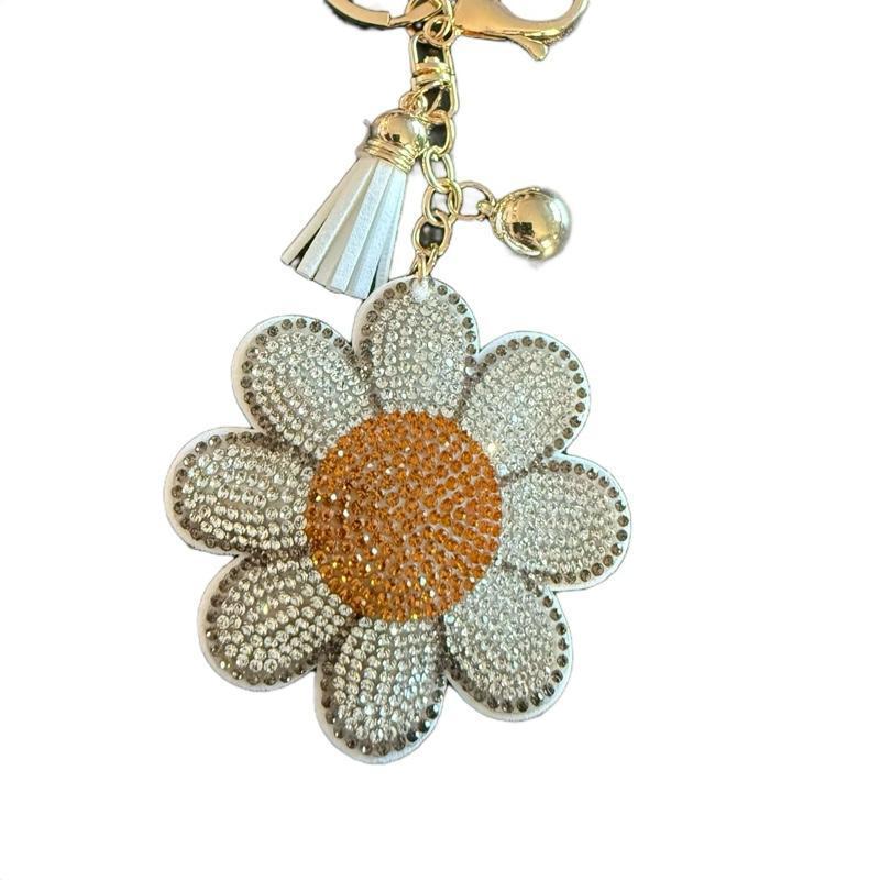 LGS Charms - Flowers - Rhinestone Keychain Fashion Accessory with Tassel
