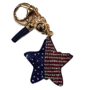 LGS Charms - Stars & Initials - Rhinestone Keychain Fashion Accessory with Tassel