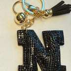 LGS Charms - Stars & Initials - Rhinestone Keychain Fashion Accessory with Tassel