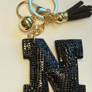 LGS Charms - Stars & Initials - Rhinestone Keychain Fashion Accessory with Tassel