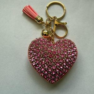 LGS Charms - Hearts - Rhinestone Keychain Fashion Accessory with Tassel