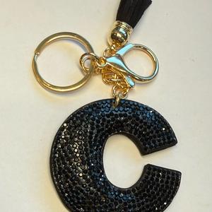 LGS Charms - Stars & Initials - Rhinestone Keychain Fashion Accessory with Tassel