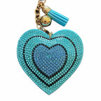 LGS Charms - Hearts - Rhinestone Keychain Fashion Accessory with Tassel