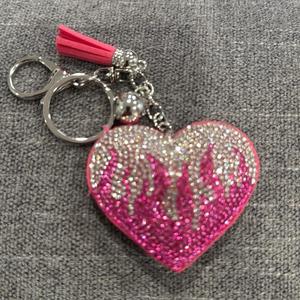 LGS Charms - Hearts - Rhinestone Keychain Fashion Accessory with Tassel
