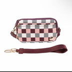 LGS Exclusives 3 in 1 Wallet RFID protected - Nylon Wristlet & Crossbody Bag for Women, Fits Most Smartphones, Stylish & Versatile wallets purse Casual Lightweight Bag Checkered Pattern Bag