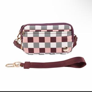 LGS Exclusives 3 in 1 Wallet RFID protected - Nylon Wristlet & Crossbody Bag for Women, Fits Most Smartphones, Stylish & Versatile wallets purse Casual Lightweight Bag Checkered Pattern Bag