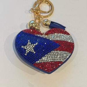 LGS Charms - Hearts - Rhinestone Keychain Fashion Accessory with Tassel