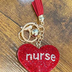 LGS Charms - Hearts - Rhinestone Keychain Fashion Accessory with Tassel