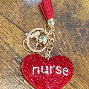 LGS Charms - Hearts - Rhinestone Keychain Fashion Accessory with Tassel