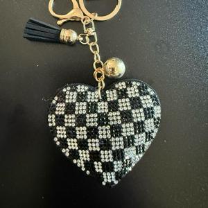LGS Charms - Hearts - Rhinestone Keychain Fashion Accessory with Tassel