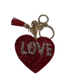 LGS Charms - Hearts - Rhinestone Keychain Fashion Accessory with Tassel