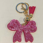 LGS Charms - Bows - Rhinestone Keychain Fashion Accessory with Tassel