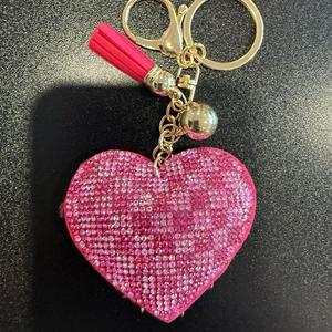 LGS Charms - Hearts - Rhinestone Keychain Fashion Accessory with Tassel